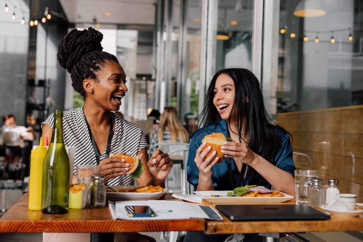 Two women out to lunch together.